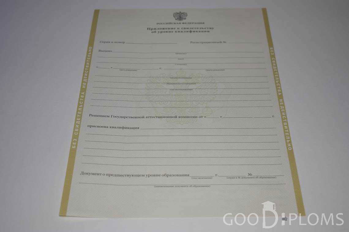 Приложение к Свидетельству об Уровне Квалификации период выдачи 2011-2020 -  Оренбург