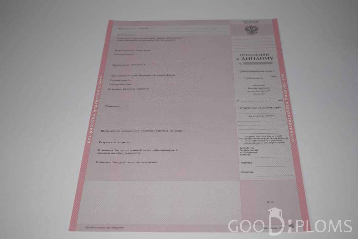 Приложение к Диплому Техникума период c 1997 по 2002 год - Оренбург