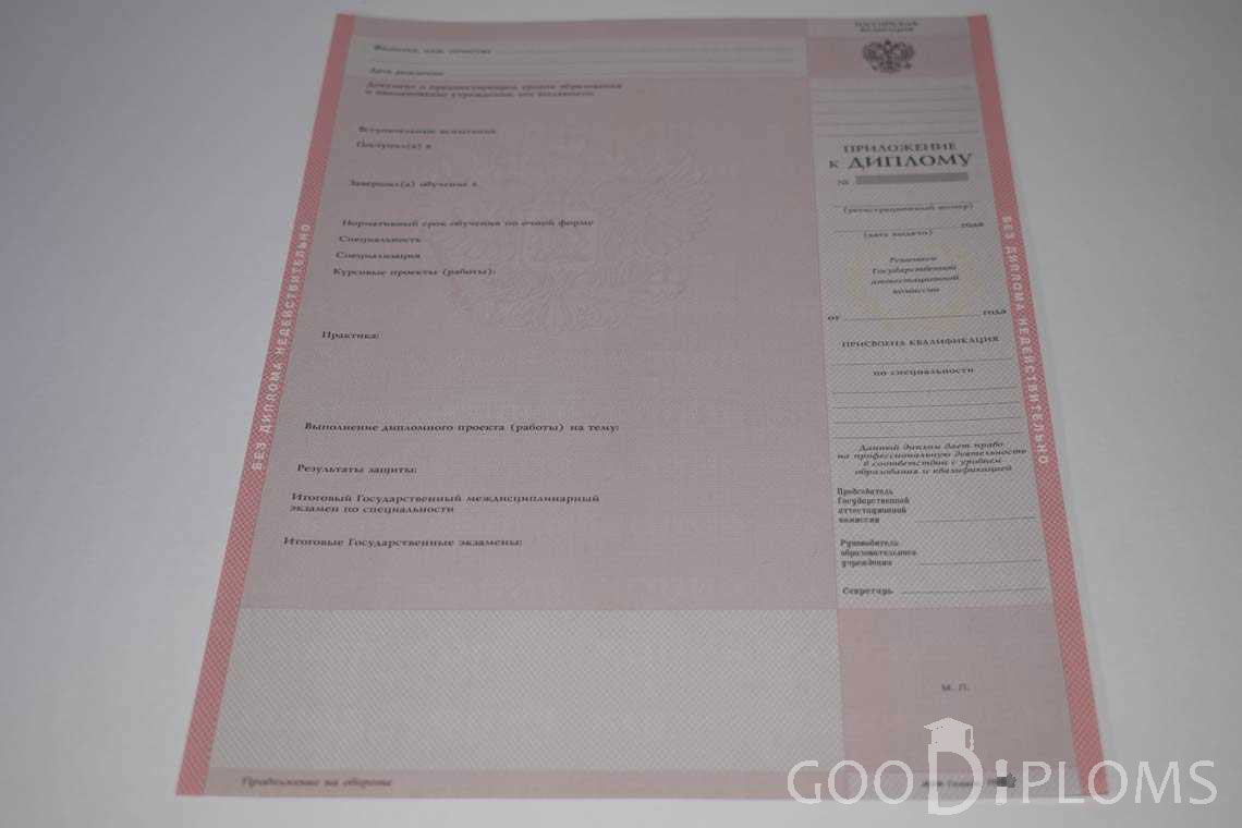 Приложение к Диплому Техникума период c 2003 по 2007 год - Оренбург