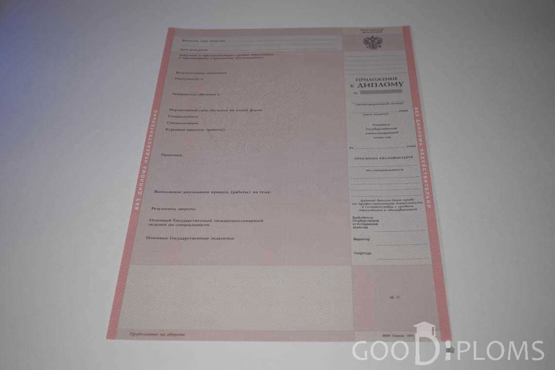 Приложение к Диплому Техникума с Отличием в период c 1997 по 2002 год - Оренбург