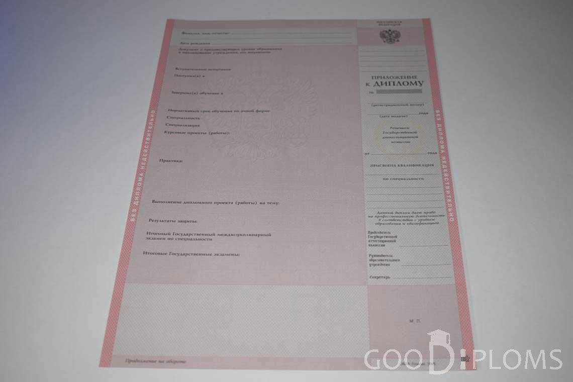 Приложение к Диплому Техникума с Отличием  в период c 2003 по 2007 год - Оренбург