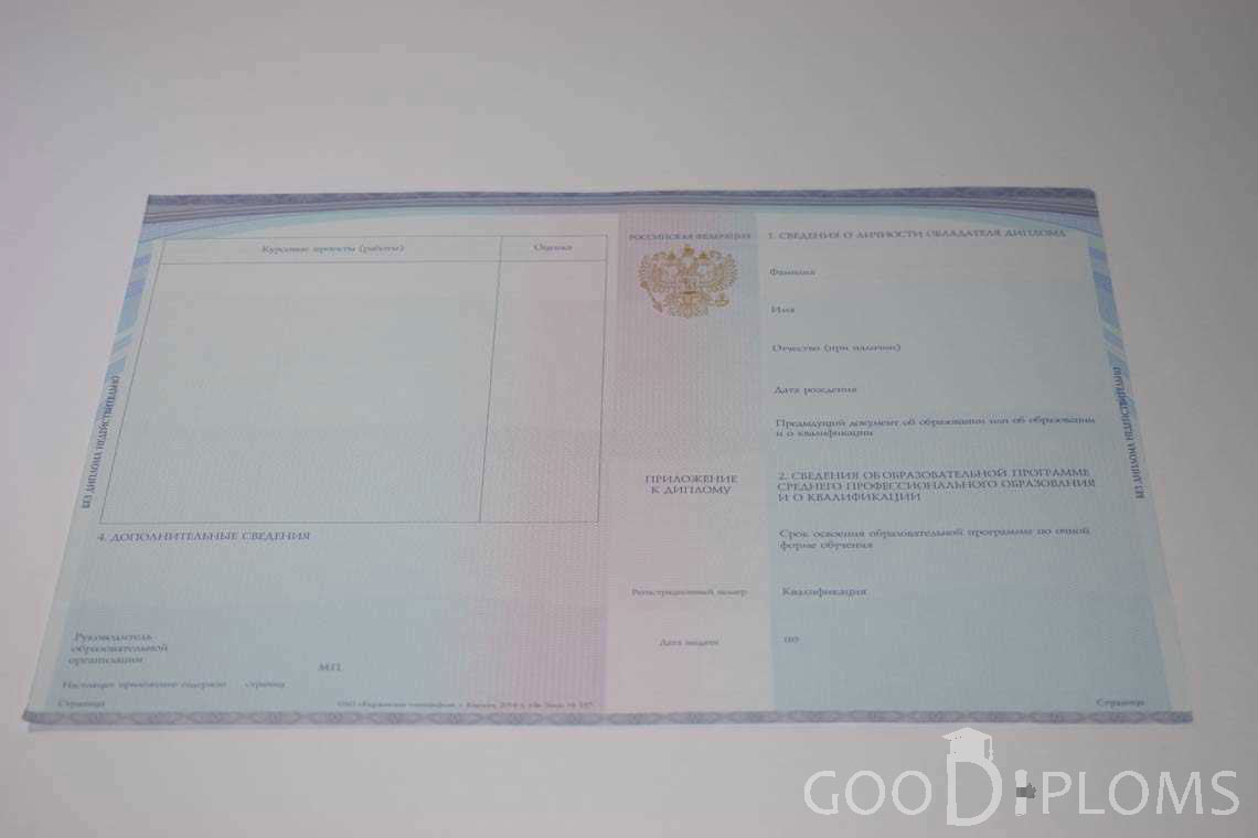 Приложение к Диплому Техникума с Отличием в период c 2014 по 2025 год - Оренбург